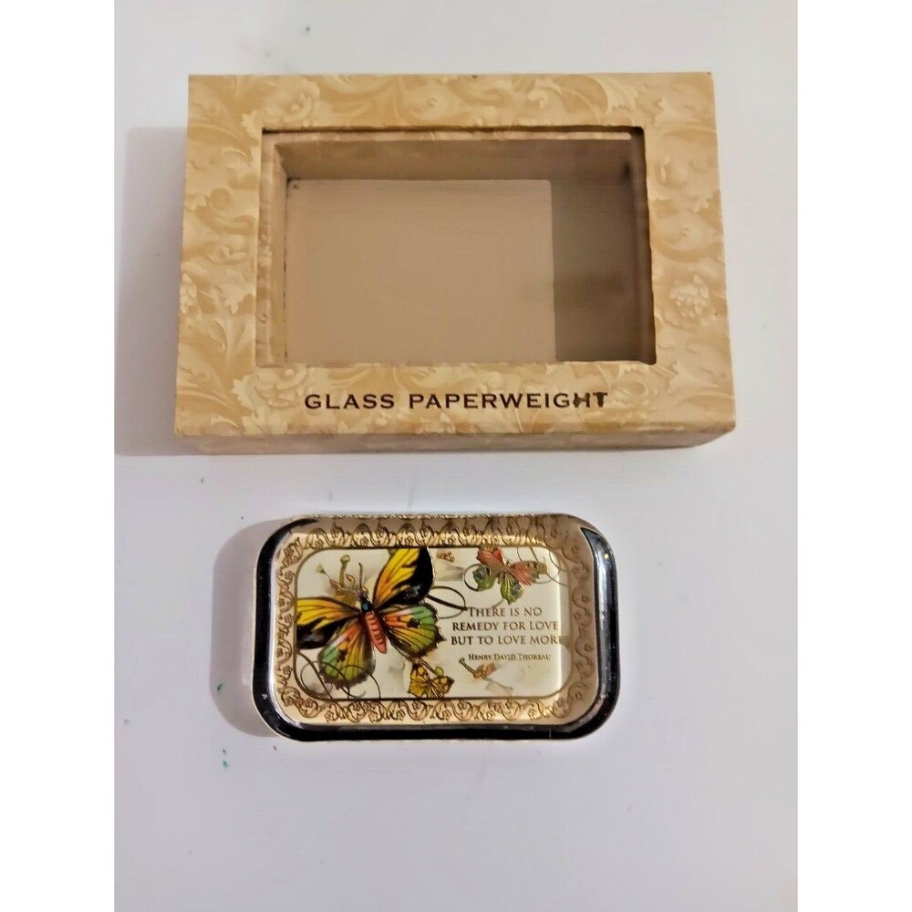 Punch Studio Glass Paperweight Gold Foil Embossed Boxed (Love More)